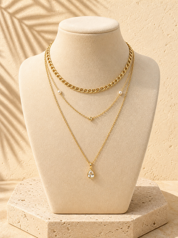Collar Minimalista Shescity 💎 $6 | Con Circonita | Dorado