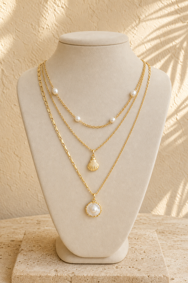 Collar Marino Shescity 🌊 $10 | Concha y Perla | Dorado