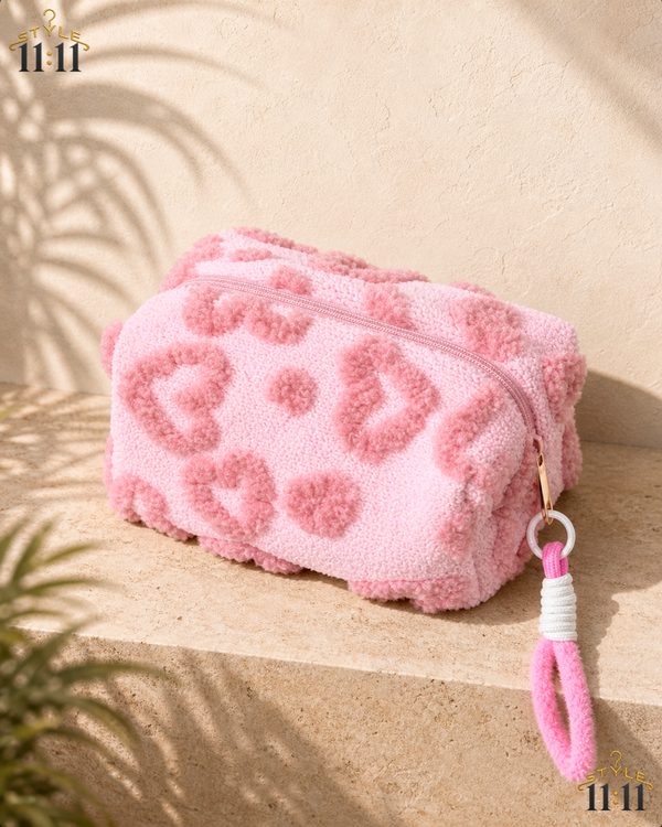 Bolsa de Maquillaje MEYOU 🎀 $13 | Rosa Animal Print, Gran Capacidad