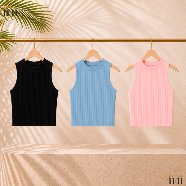 Camiseta de Tirantes Canalé ✨ $6 c/u | Cuello Alto EZwear | Varios Colores | Talla L