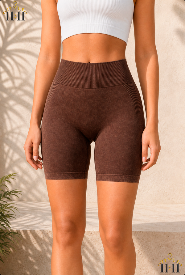 Shorts Vintage Talle Alto Powerista 🍫 $16 | Ajuste Slim | Marrón | Talla M