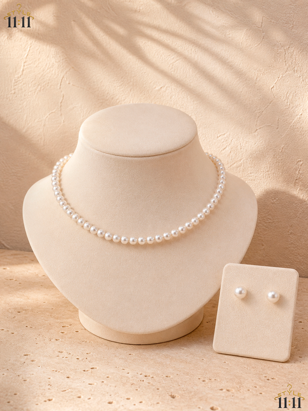 Set Collar y Aretes de Perlas 🤍 $8 | Elegante para Vacaciones