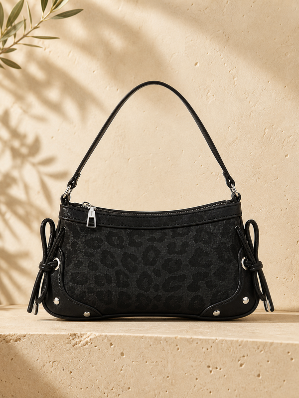 Bolso Baguette con Lazo 🖤 $10 | Vintage para Citas y Salidas | Negro