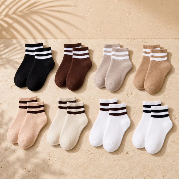Calcetines Tobilleros para Niños 🧦 2 Pares por $3 | Tonos Neutros | Tallas 3-8 Años