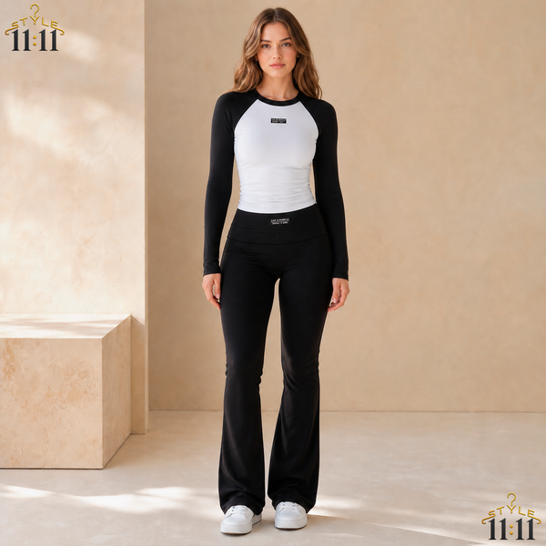 Conjunto Deportivo 2 Piezas 🖤 $11 | Top + Pantalón en Contraste | Talla XS