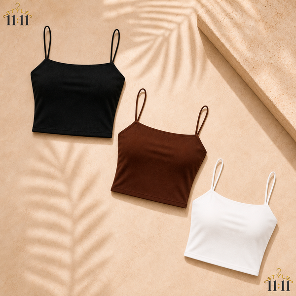 Camisola Corta EZwear 🤎 $8 c/u | Básica de Tirantes | Negro y Marrón
