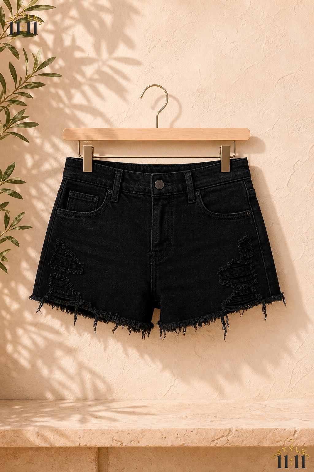 Shorts de Mezclilla Desgastados 🖤 $25 | Estilo EZwear | Negro | Talla XL