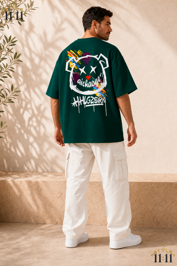 Camiseta Dauomo Verde 😎 $16.50 | Estampado Divertido, Cuello Redondo | Talla XL