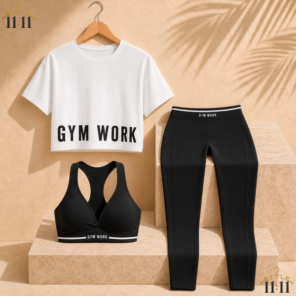 Conjunto Deportivo 3 Piezas 💪 $40 | Sujetador + Top + Legging | Talla M